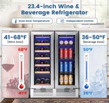 24 in. Dual Zone 18-Wine Bottles and 56-Cans Beverage and Wine Cooler in Silver