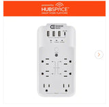 6-Outlet Smart Surge Protector with 4 USB Ports, White, Powered by Hubspace