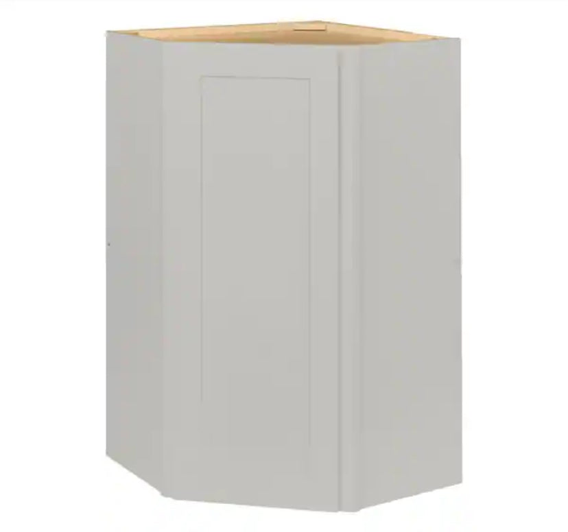 Avondale 24 in. W x 24 in. D x 42 in. H Ready to Assemble Plywood Shaker Diagonal Corner Kitchen Cabinet in Dove Gray