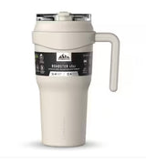 Roadster 40 oz. Ivory Stainless Steel Dual Lid Vacuum Sealed Travel Mug