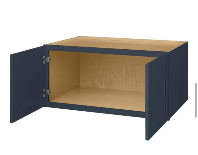 Avondale 36 in. W x 24 in. D x 18 in. H Ready to Assemble Plywood Shaker Wall Bridge Kitchen Cabinet in Ink Blue