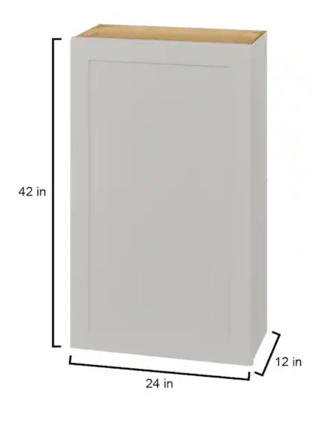 Avondale 24 in. W x 12 in. D x 42 in. H Ready to Assemble Plywood Shaker Wall Kitchen Cabinet in Dove Gray