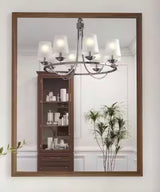 Walnut 24 in. W x 36 in. H Rectangle Farmhouse Wall Mounted Framed Mirror, Anti-Rust Bathroom Vanity Mirrors