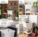 24.1 in. L x 24.1 in. W x 36.7 in. H Laundry Sink / Utility Sink Work Center in White with Pull-Out Faucet in Chrome
