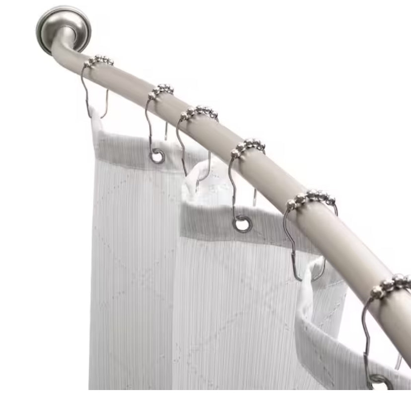 Curved Wall Mounted Rod in Satin Nickel