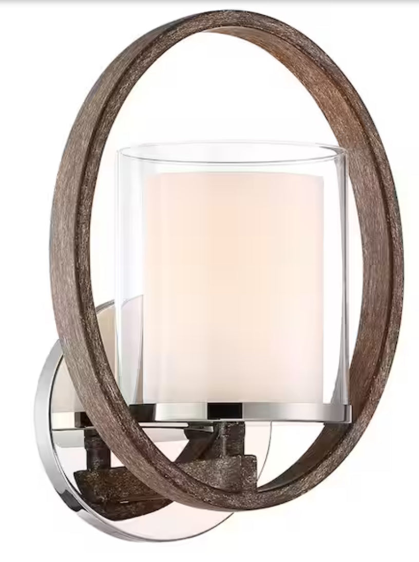 Downing 1-Light Polished Nickel/Corona Bronze Wall Sconce