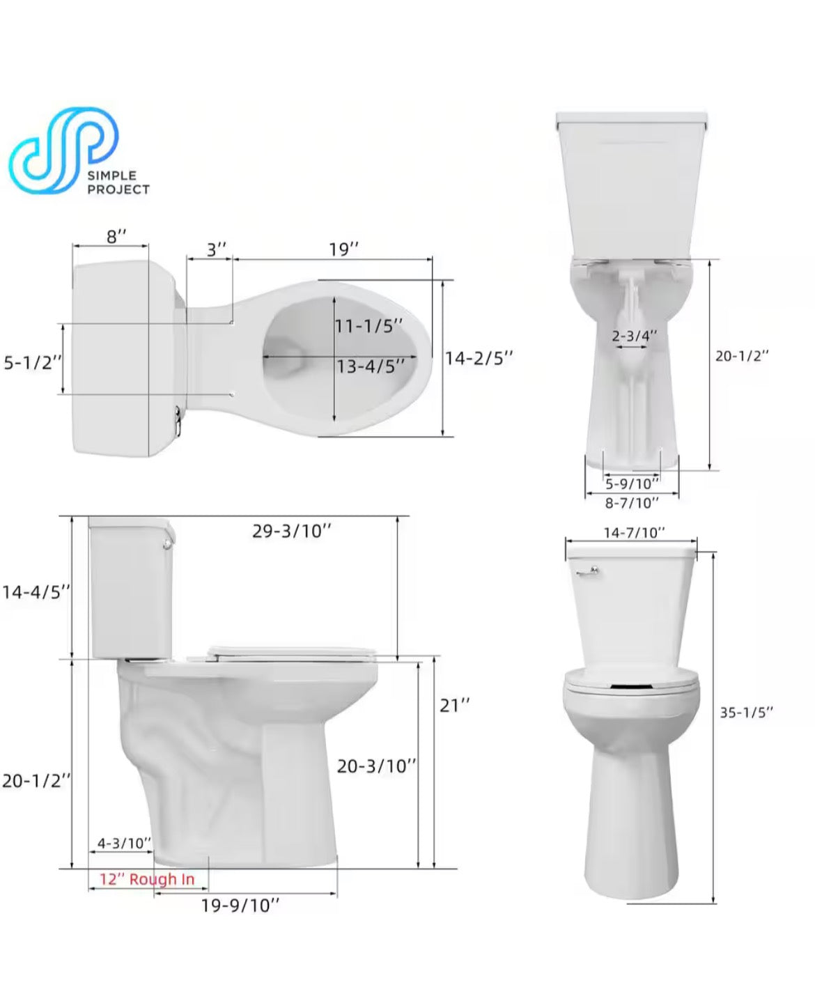 21in 2-piece Raised & Elongated Toilet 1.28 GPF Single Flush Tall Toilet for Seniors, with Soft Closing Cover in Biscuit