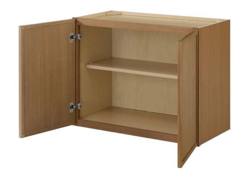 Leyton 30 in. W x 15 in. D x 24 in. H Ready to Assemble Plywood Slim Shaker Wall Bridge Kitchen Cabinet in White Oak
