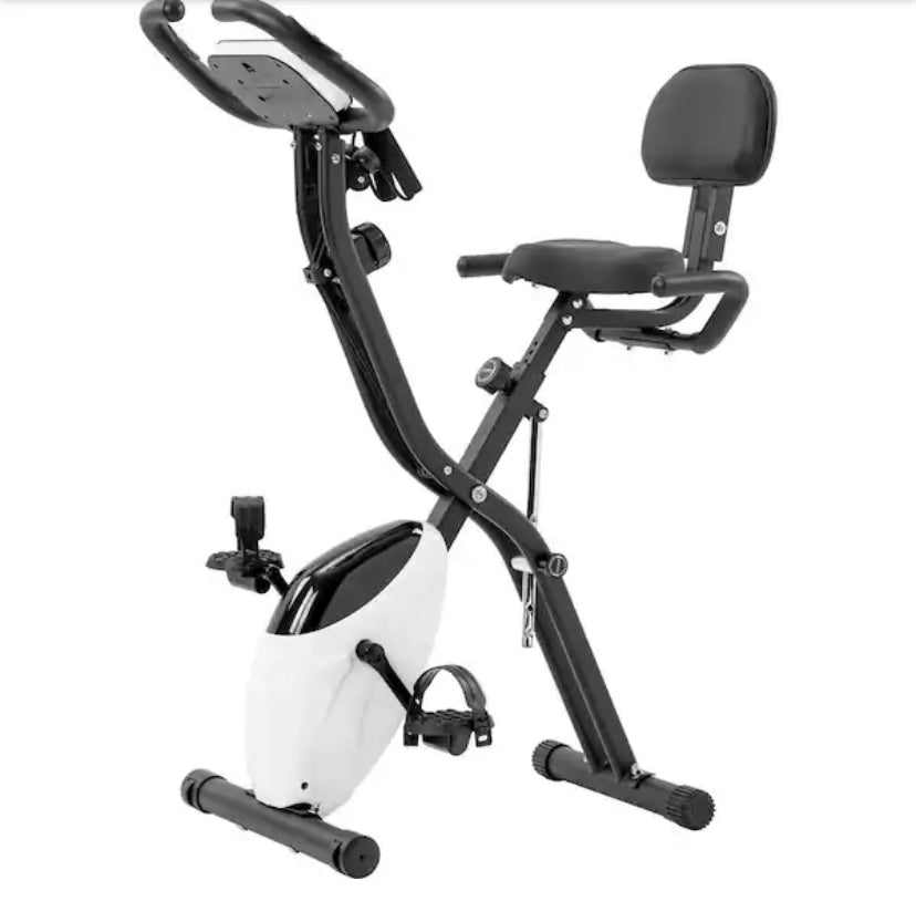 Black Steel Foldable Magnetic Upright Exercise Bike with Heart Rate and LCD Monitor