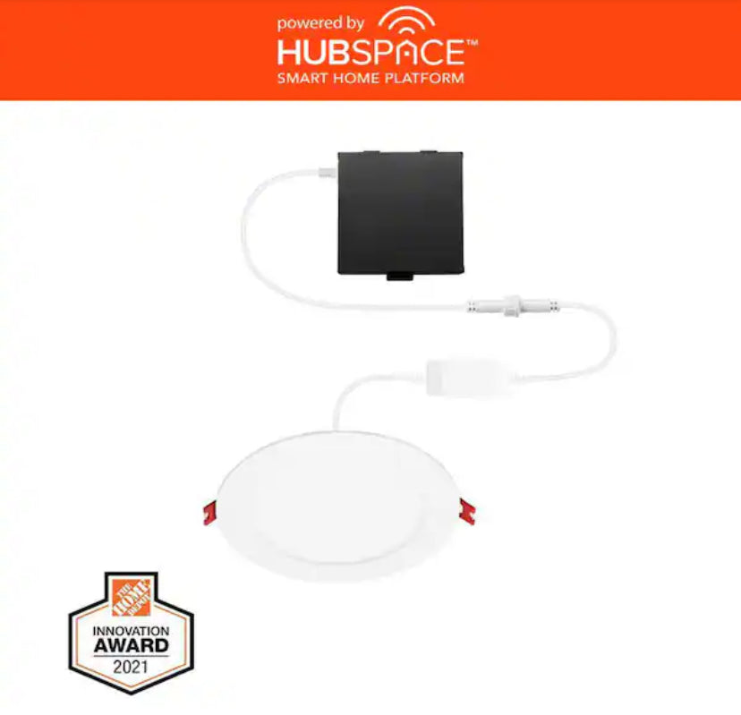 Hubspace LED 4 in Round Smart RBG + Tuneable White Canless Recessed Light for Kitchen Bath Living rooms, White