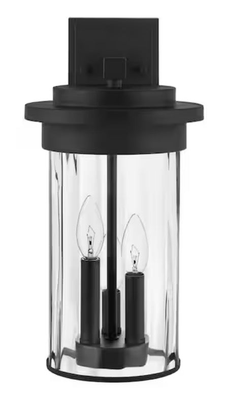 Northwood 16.5 in. 3-Light Black Outdoor Wall Light Fixture with Clear Glass