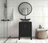 Glass Oval Vessel Sink in Black Grey