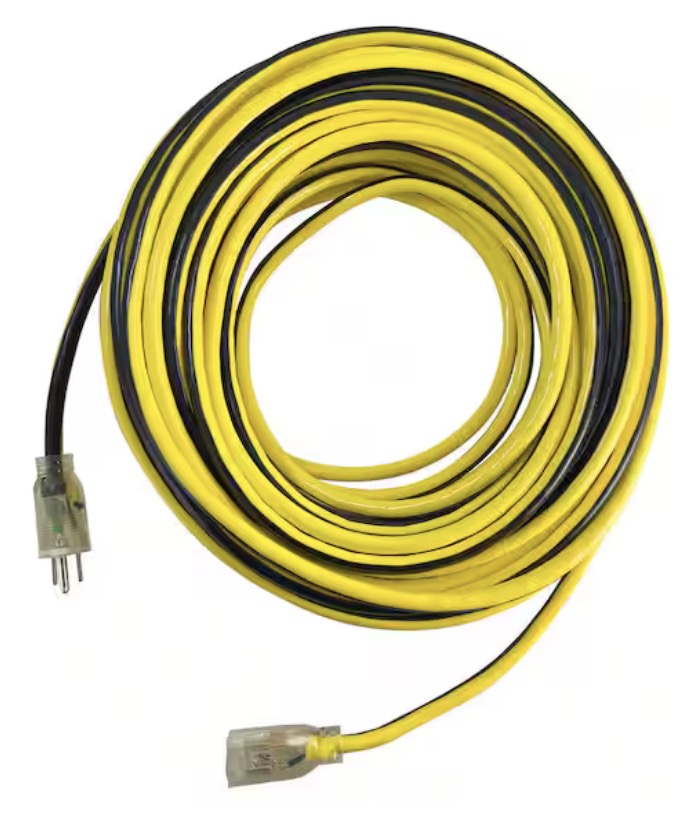 VividFlex 50 ft. 14/3 Gauge Medium Duty Indoor/Outdoor Extension Cord with Lighted End, Yellow