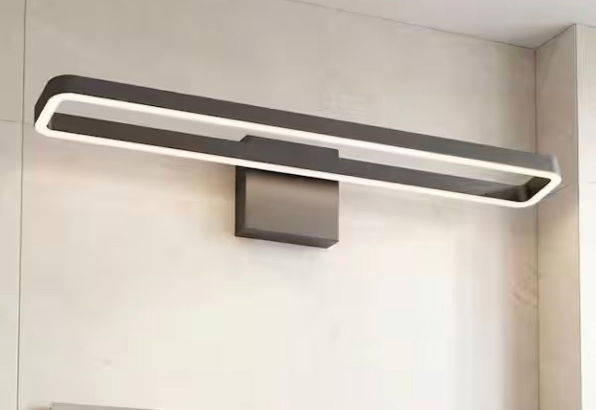 Hinge 27 in. 1 Light Black Modern Integrated LED 3 CCT Vanity Light Bar for Bathroom