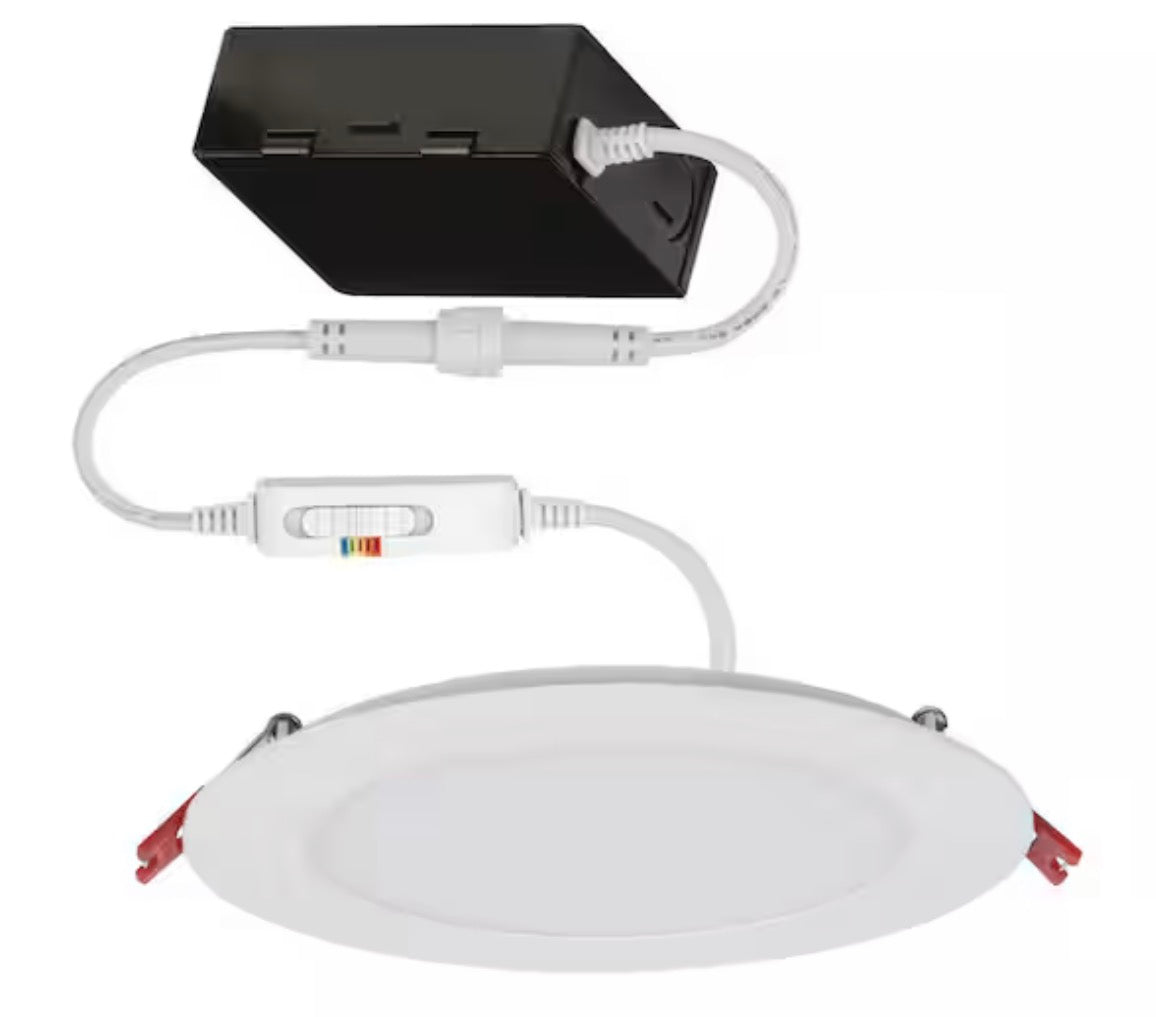 Premium Series 6 in. LED, 2-Level Lumen Select, Ultraslim Canless Recessed Light, Adjustable CCT, Matte Black