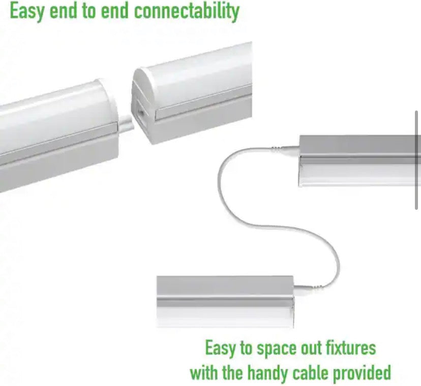 2 ft. Garage LED Linkable Strip Light Fixture Plug-in Hardwire 900 Lumens 10-Watt 4000K Bright White 5 ft. Power Cord
