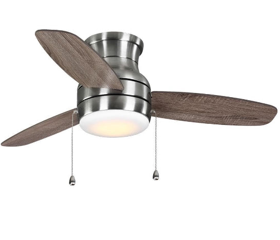 Ashby Park 44 in. White Color Changing Integrated LED Brushed Nickel Ceiling Fan with Light Kit and 3 Reversible Blades