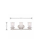 Truitt 23.25 in. 3-Light Brushed Nickel Modern Transitional Vanity with Frosted and Clear Edge Glass Shades