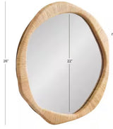 Rahfy Natural Brown 26 in. W x 26 in. H Irregular Rattan Wall Mirror