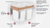 White Double Pull Out Top Mount Trash Can 35 qt.
