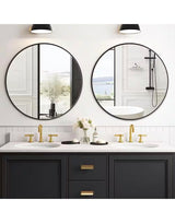 24 in. W x 24 in. H Black Vanity Round Wall Mirror Aluminium Alloy Frame Bathroom Mirror (2-Pieces)