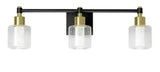 Champagne Globe 26 in. 3 Light Black & Gold Modern Integrated LED 5 CCT Vanity Light Bar for Bathroom with Bubble Glass