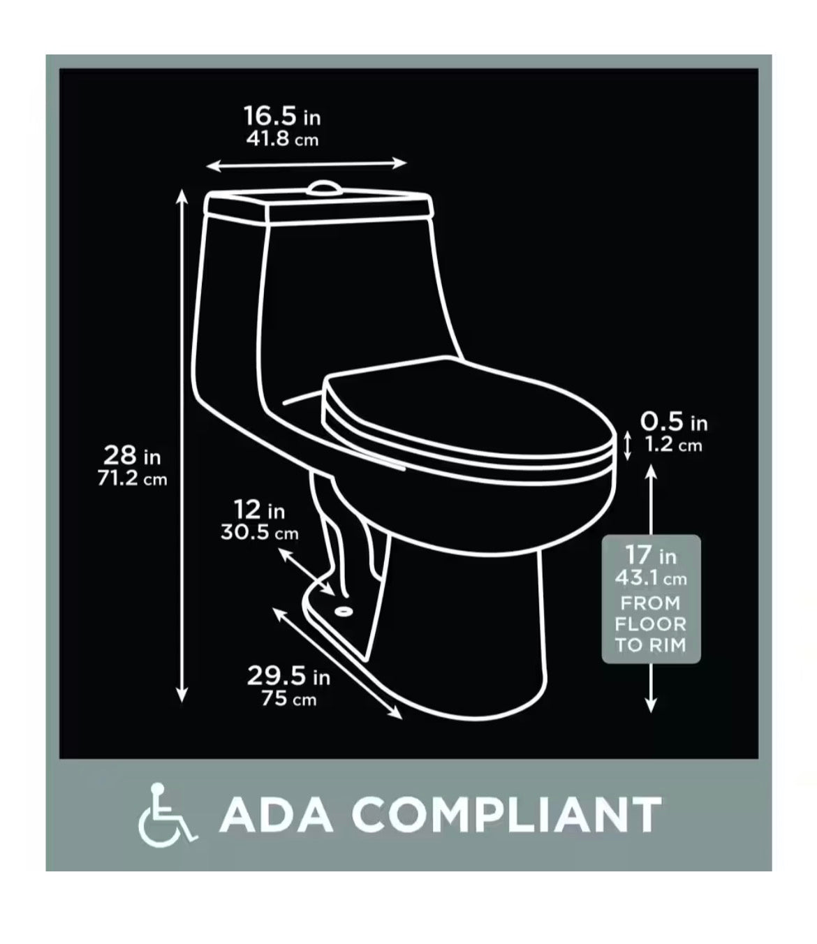 McClure 12 in. Rough in 1-Piece 1.0 GPF/1.28 GPF Dual Flush Elongated Toilet in White, Seat Included