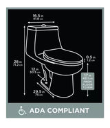 McClure 12 in. Rough in 1-Piece 1.0 GPF/1.28 GPF Dual Flush Elongated Toilet in White, Seat Included