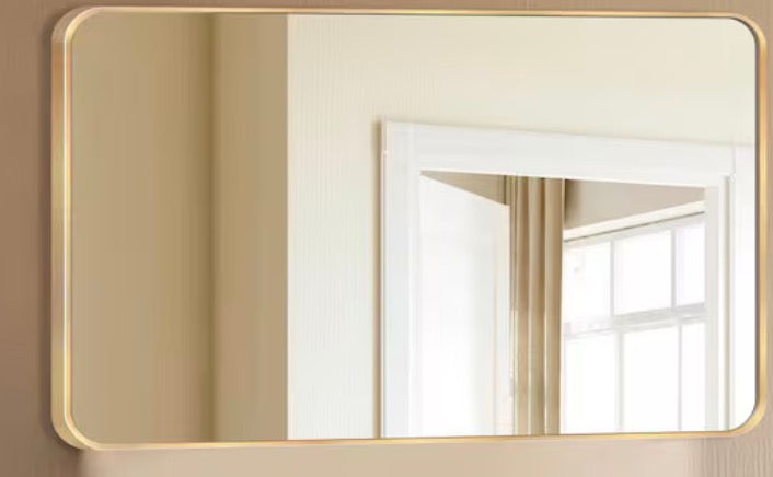 24 in. W x 36.1 in. H Modern Rectangular Aluminum Frame Gold Wall Mirror (Screws Included)
