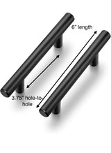 6” Modern Stainless Steel Kitchen Cabinet Handle 3.75” Hole-to-Hole (2-Pack)