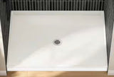 AVORA 54 in. L x 36 in. W Barrier Free Alcove Shower Pan Base with Center Drain in White Low Threshold Weelchair Accesse