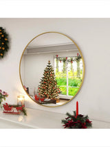 30 in. W x 30 in. H Round Aluminum Alloy Framed Gold Wall Mirror