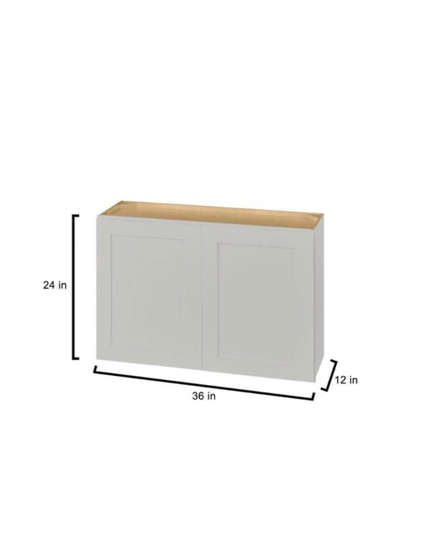 Avondale 36 in. W x 12 in. D x 24 in. H Ready to Assemble Plywood Shaker Wall Bridge Kitchen Cabinet in Dove Gray