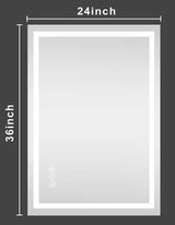 24 in. W x 36 in. H Rectangular Frameless Anti-Fog LED Front Light Backlit Wall Mirror Bathroom Vanity Mirror