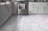 Carrara Marble 4 MIL 12 in. W x 24 in. L Peel and Stick Waterproof Vinyl Tile Flooring (20 sqft/case)