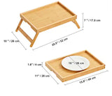 2-Pack Bed Tray Table 15.8 in. W x 7 in. H x 11 in. D Bamboo Breakfast Tray with Foldable Legs Serving Laptop Desk Tray