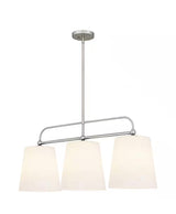 Corbin 3-Light Brushed Nickel Linear Chandelier with White Opal Glass Shades