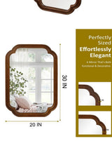Mirrawood Black + Dark Walnut 20 in. W x 30 in. H Decorative Arched Wood Framed Wall Mirror