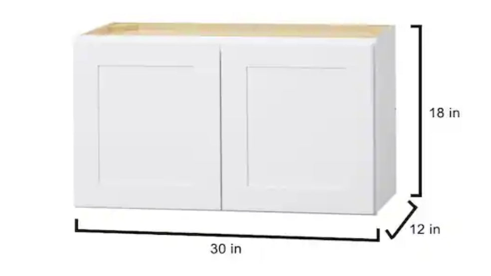 Avondale Shaker Alpine White Ready to Assemble Plywood 30 in x 18 in Wall Bridge Cabinet (30 in W x 18 in H x 12 in D)