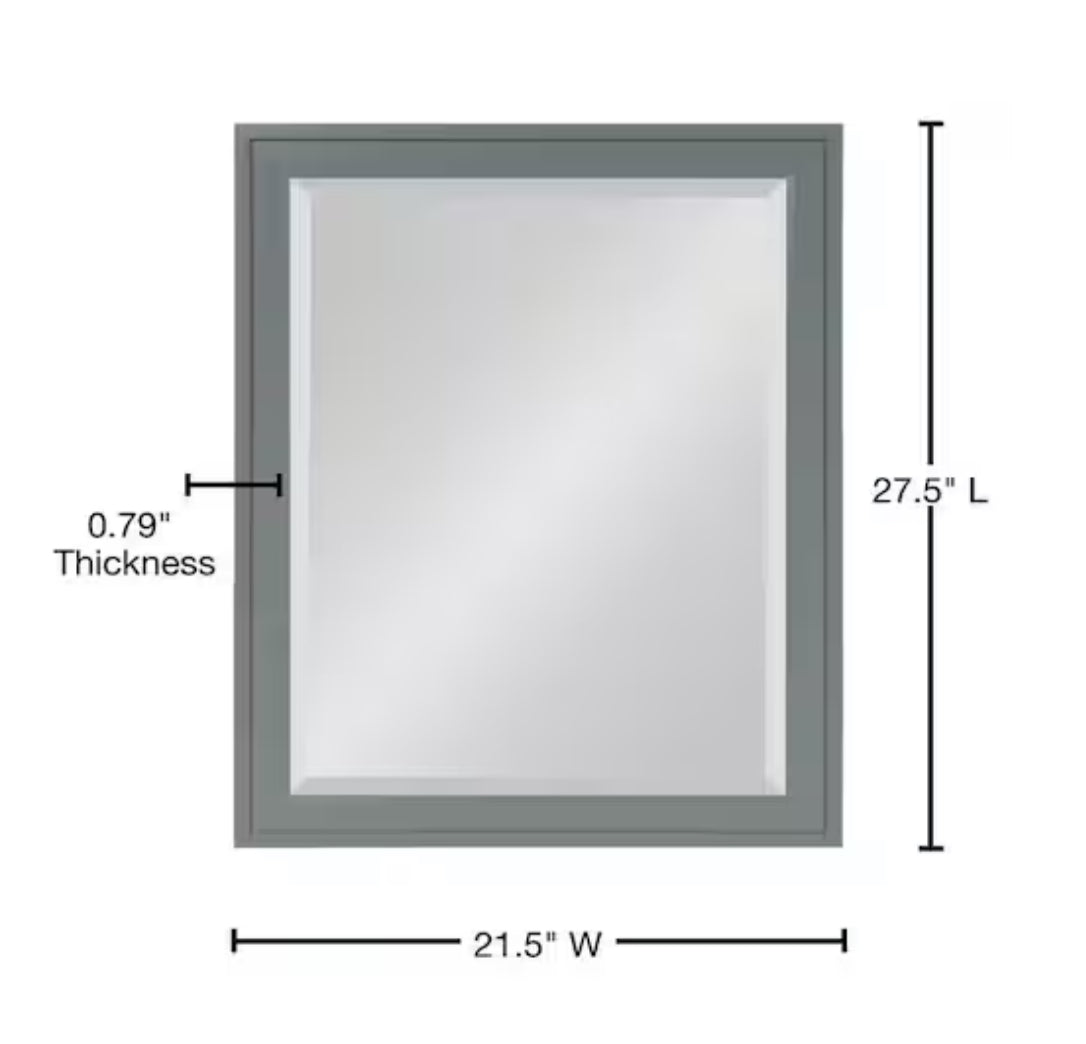 Bosc 17.5 in. W x 23.5 in. H Framed Rectangular Beveled Edge Bathroom Vanity Mirror in Gray