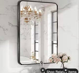 30 in. W x 40 in. H Black Vanity Rectangle Wall Mirror Aluminum Alloy Frame Bathroom Mirror