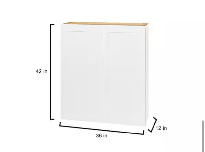 Avondale Shaker Alpine White Ready to Assemble Plywood 36 in Wall Kitchen Cabinet (36 in W x 42 in H x 12 in D)