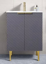 24 in. W Single Bath Vanity in Gray with White Ceramic Top Unassembled