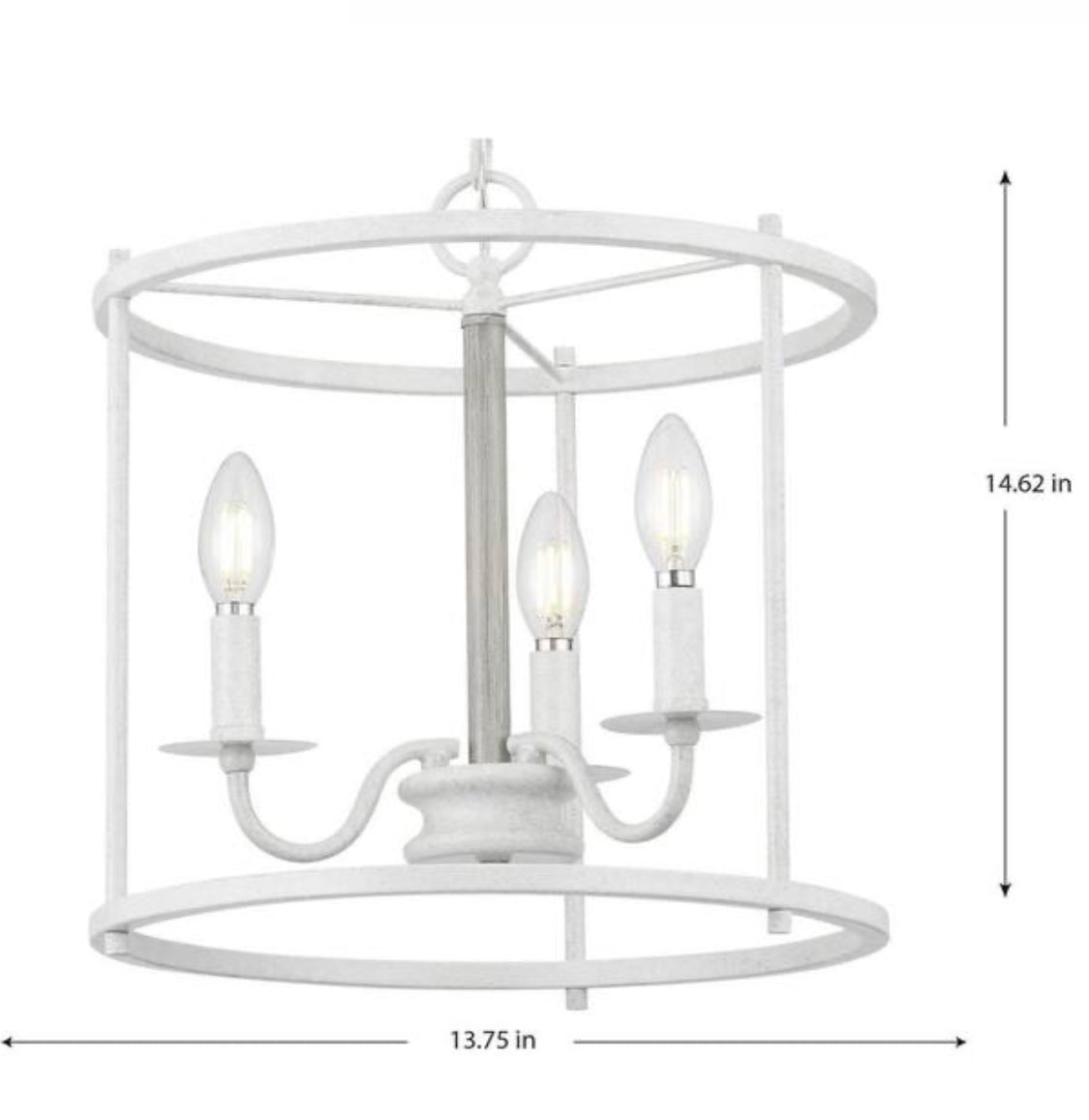 Somstreet 13.75 in. 3-Light Cottage White Cage Pendant Light with Bleached Oak Accents