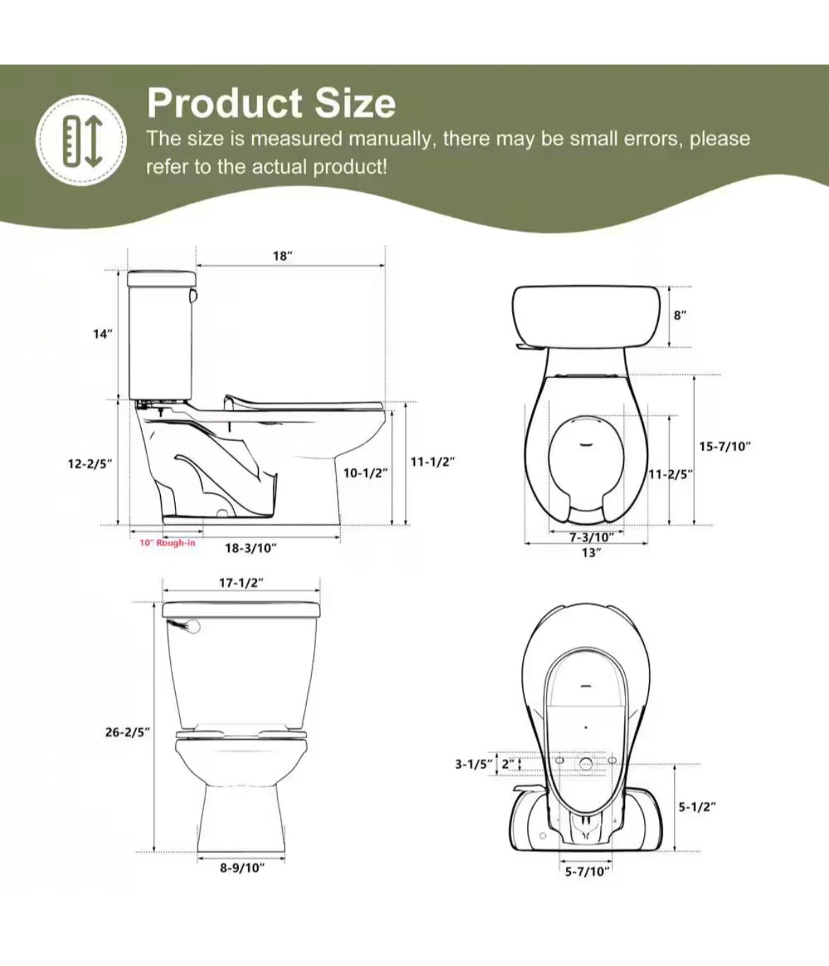 Baby Toilet 10 in. Rough-in 2-Piece 1.26 GPF Single Flush Round Toilet in White (Seat Includes)