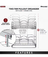 Chrome Steel 15 in. 2-Tier Pullout Basket with Soft-Close