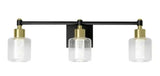 Champagne Globe 26 in. 3 Light Black & Gold Modern Integrated LED 5 CCT Vanity Light Bar for Bathroom with Bubble Glass