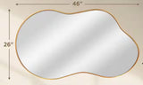 46 in. W. x 26 in. H Irregular Gold Aluminum Alloy Framed Wall Mirror Asymmetrical Mirror for Living Room, Bathroom