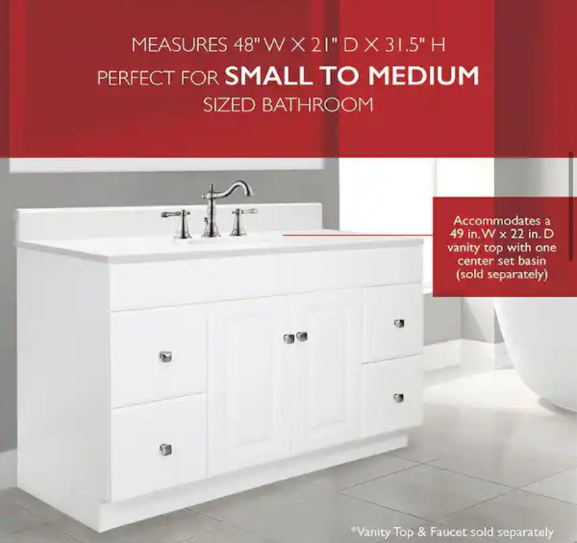 Wyndham 48 in. 2-Door 4-Drawer Bath Vanity Cabinet Only in Semi-Gloss White (Ready to Assemble)