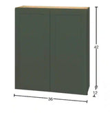 Avondale 36 in. W x 12 in. D x 42 in. H Ready to Assemble Plywood Shaker Wall Kitchen Cabinet in Fern Green